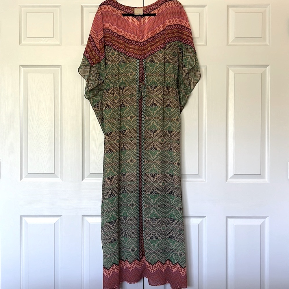 ANTHRO Vanessa Virginia Printed Maxi Caftan